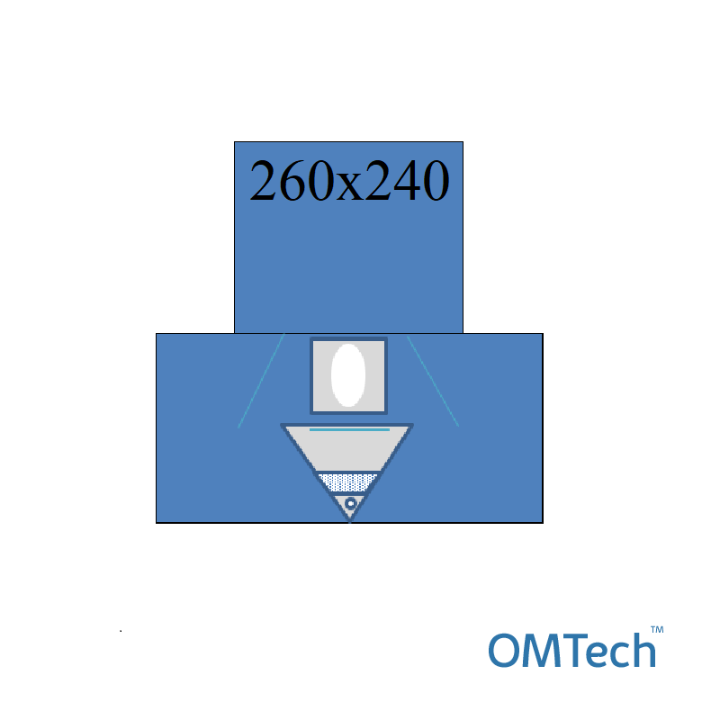 Покриття операційне OMTech™ для урології (перкутанна нефролітотрипсія) №6 260х240см з адгезивним операційним полем 20смх15см (ламінований спанбонд - 45 г/м2)